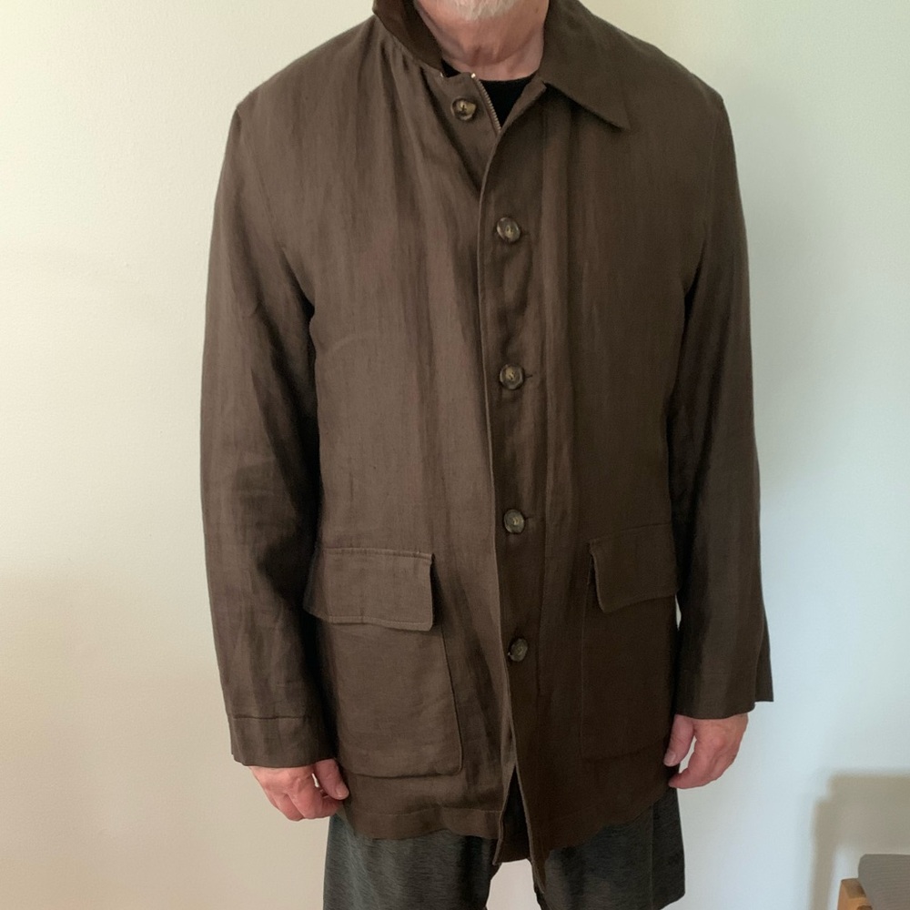 Joseph Abboud Brown Military Field Jacket Timeless Design